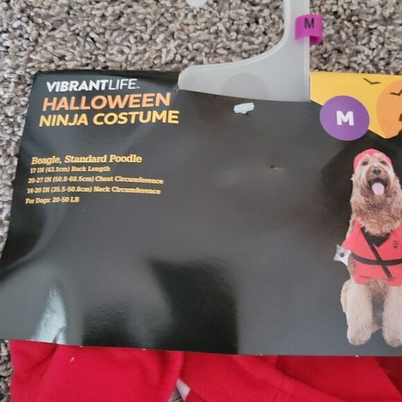 Vibrant Life Red Black Halloween Ninja Dog Costume Size Medium NWT - Picture 3 of 7